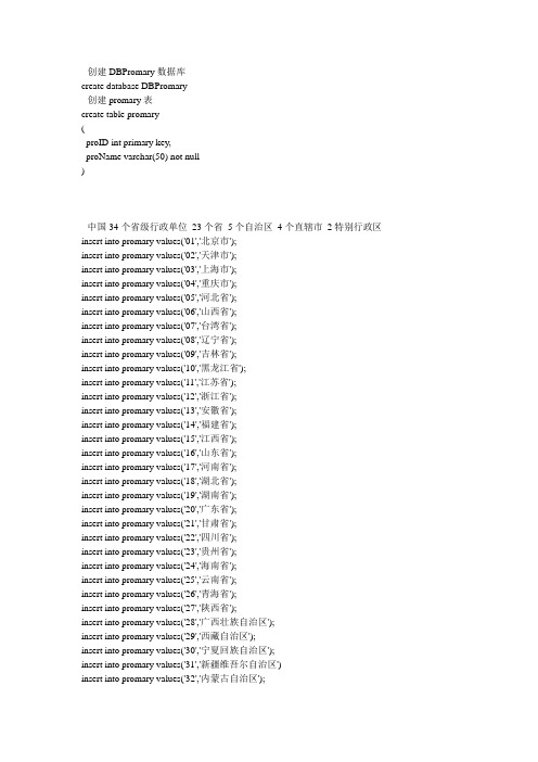 中国各省市名称数据库