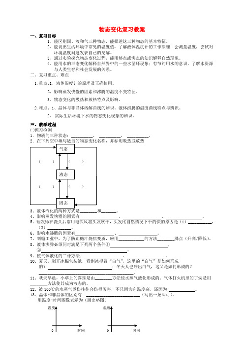 苏科版八年级物理上册第二章物态变化复习教案