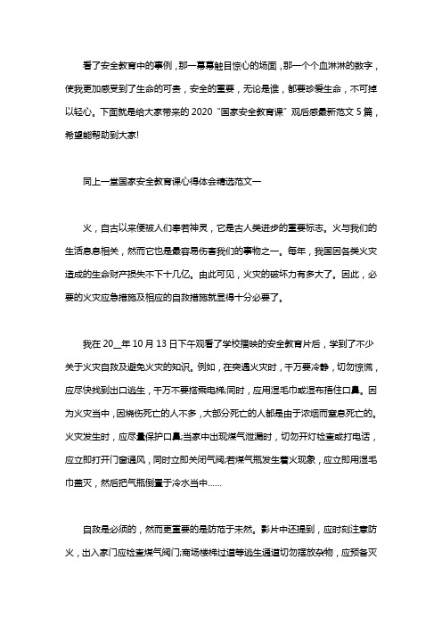 2020“国家安全教育课”观后感最新范文5篇word版