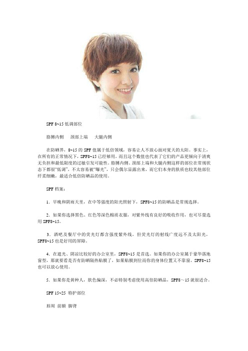 SPF8-30 身体防晒档案