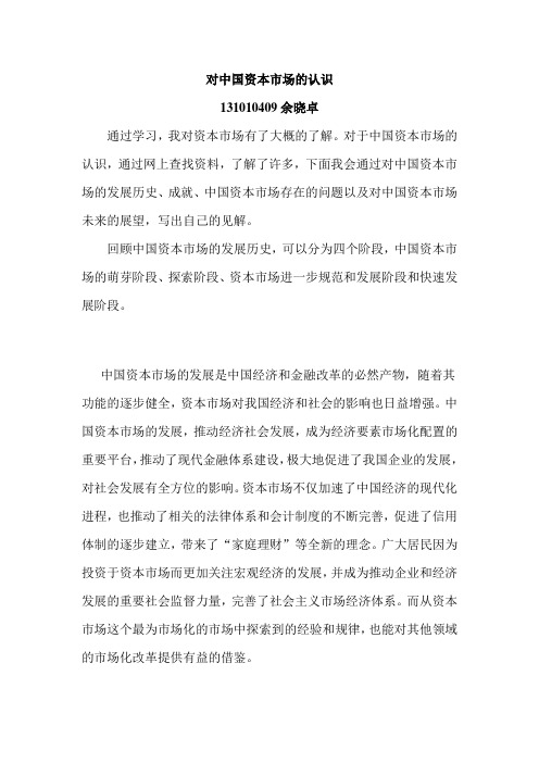 对中国资本市场的认识yu