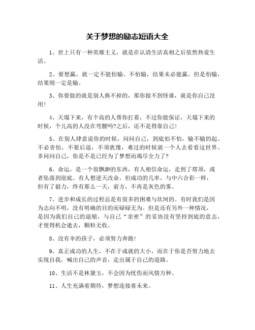 关于梦想的励志短语大全