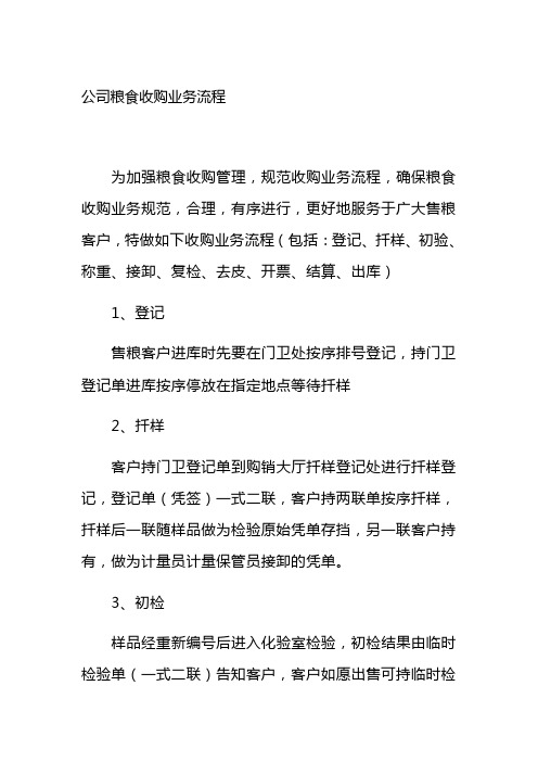 公司粮食收购业务流程