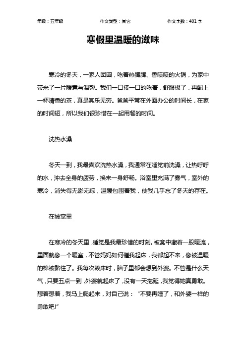 寒假里温暖的滋味作文【小学五年级400字】