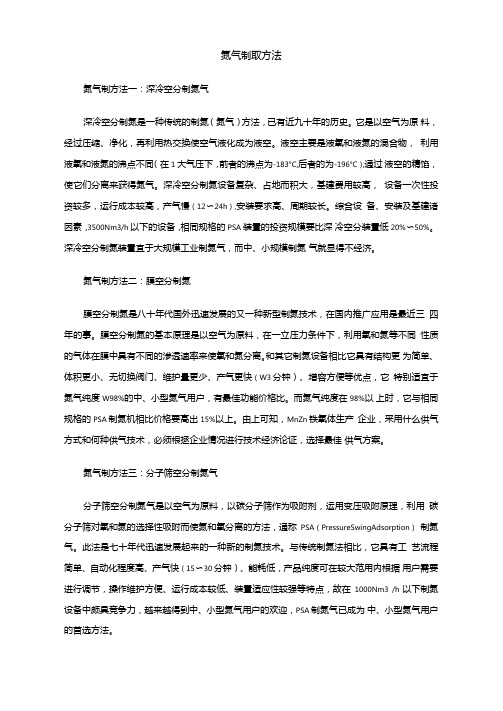 氮气制取方法