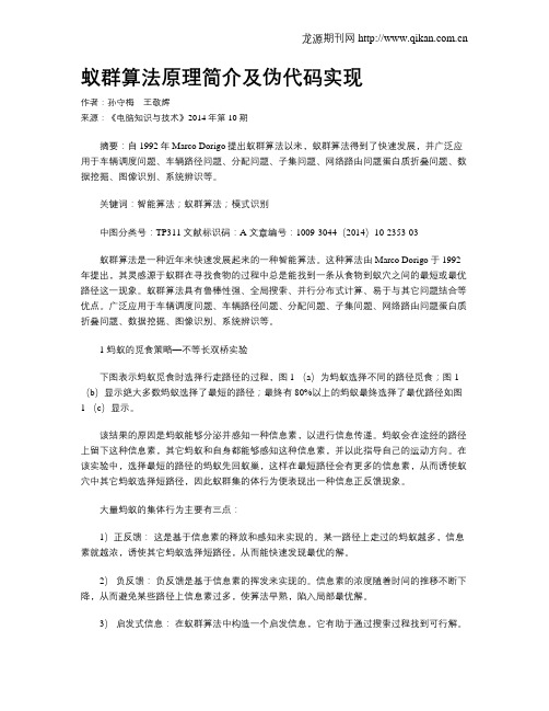 蚁群算法原理简介及伪代码实现