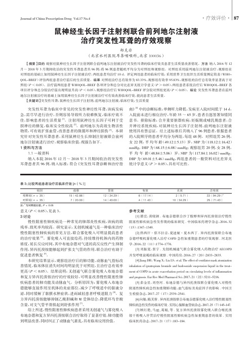 鼠神经生长因子注射剂联合前列地尔注射液治疗突发性耳聋的疗效观察