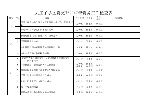 党建工作安排表