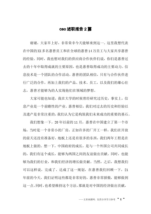 ceo述职报告2篇