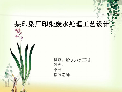 某印染厂印染废水处理工艺设计毕业答辩