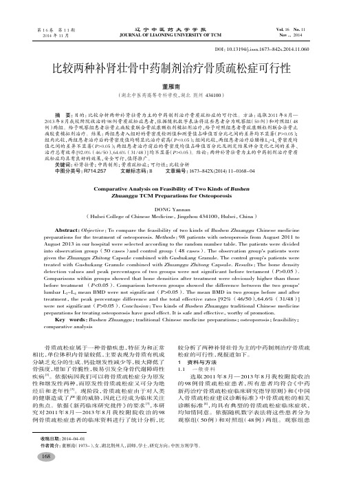 比较两种补肾壮骨中药制剂治疗骨质疏松症可行性-董雁南