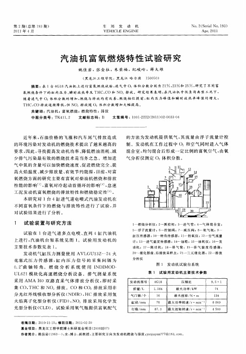 汽油机富氧燃烧特性试验研究