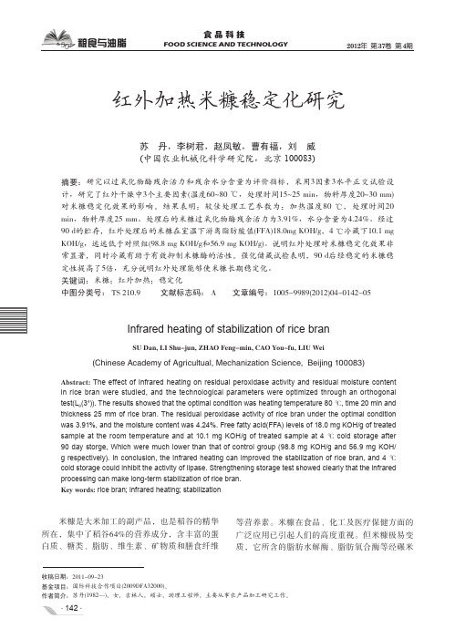红外加热米糠稳定化
