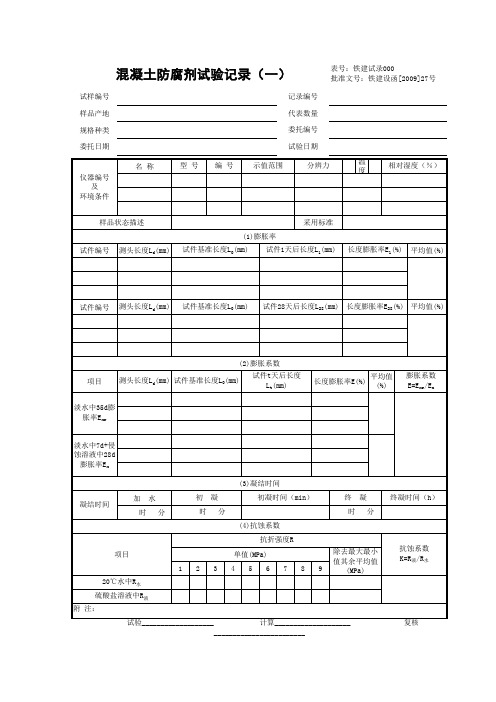 混凝土防腐剂记录