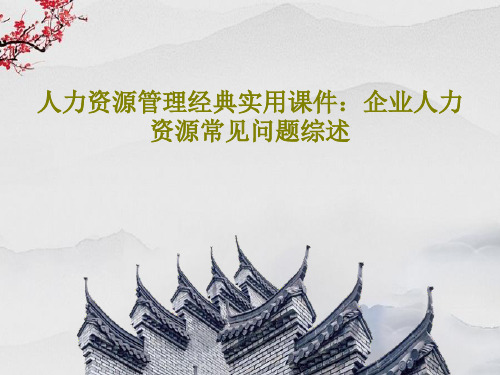 人力资源管理经典实用课件：企业人力资源常见问题综述PPT共54页