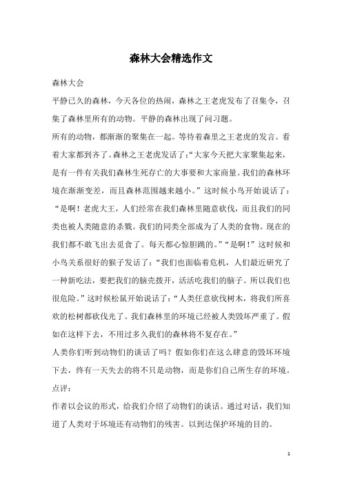 森林大会精选作文