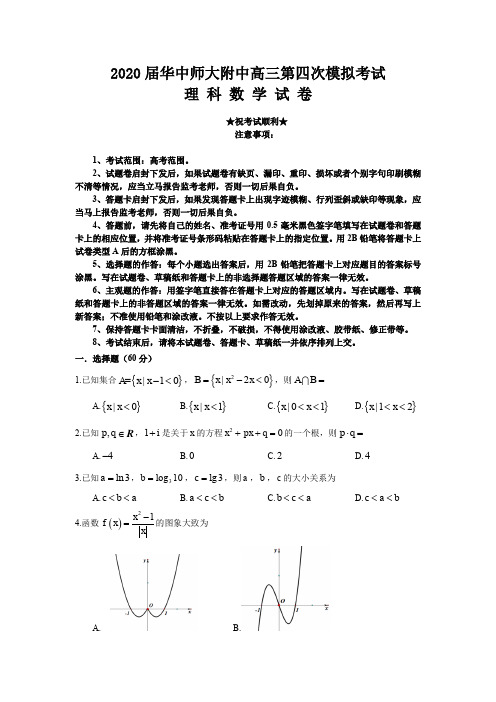 2020届华中师大附中高三第四次模拟考试数学(理)试题