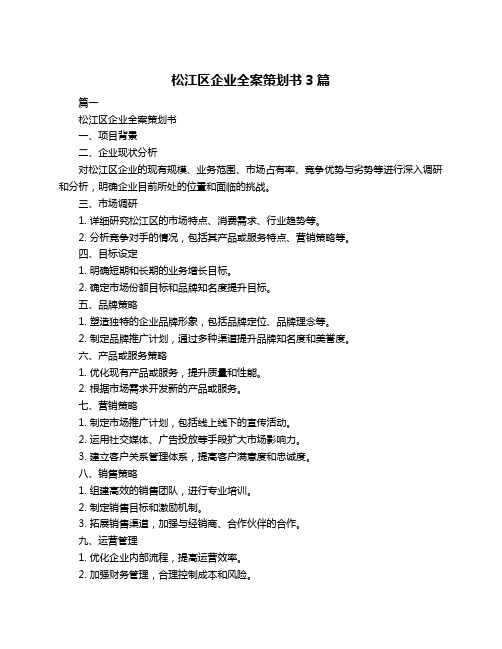 松江区企业全案策划书3篇