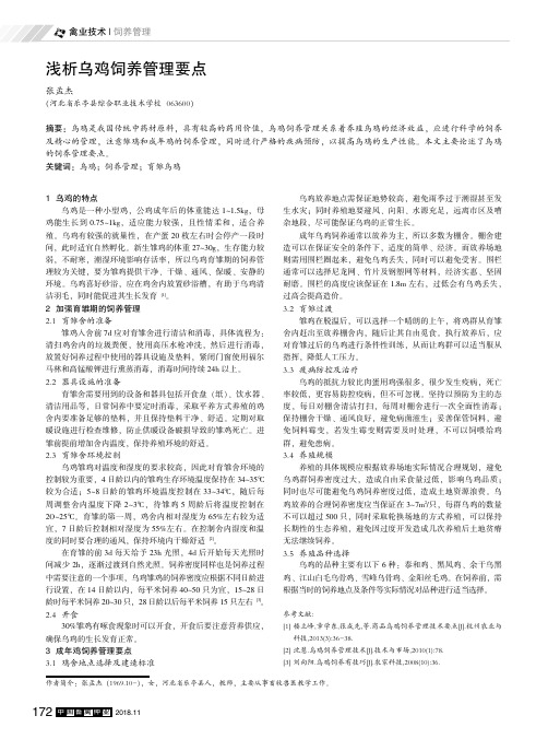 浅析乌鸡饲养管理要点