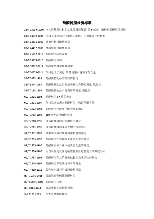 酚醛树脂检测标准
