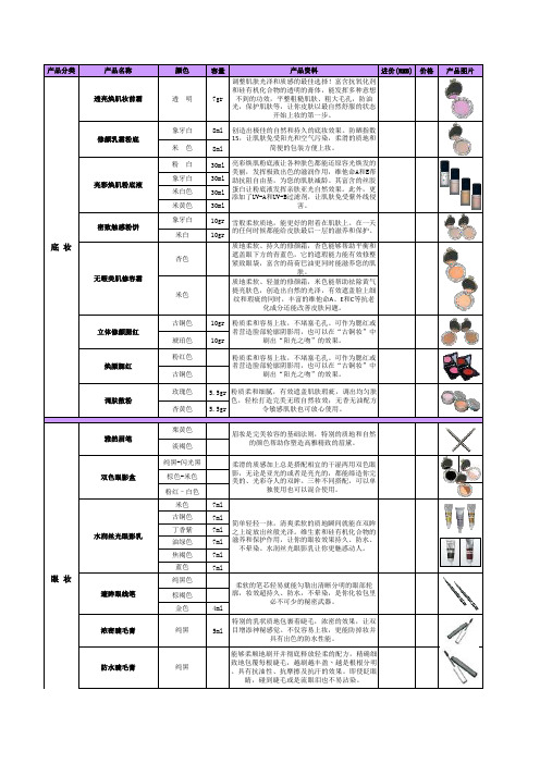 化妆品报价单表格