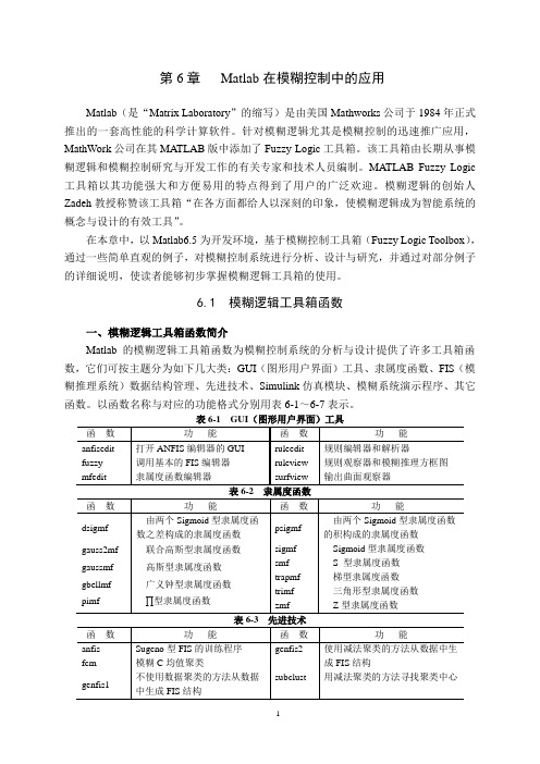 智能控制讲义第六章Matlab在模糊控制中的应用