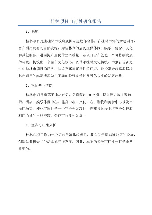 桂林项目可行性研究报告