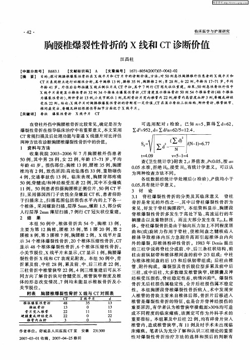 胸腰椎爆裂性骨折的X线和CT诊断价值