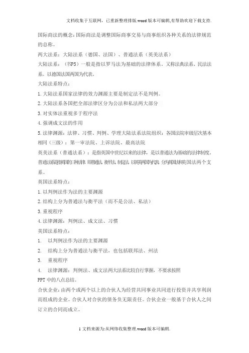 国际商法的概念国际商法是调整国际商事交易与商事组织各