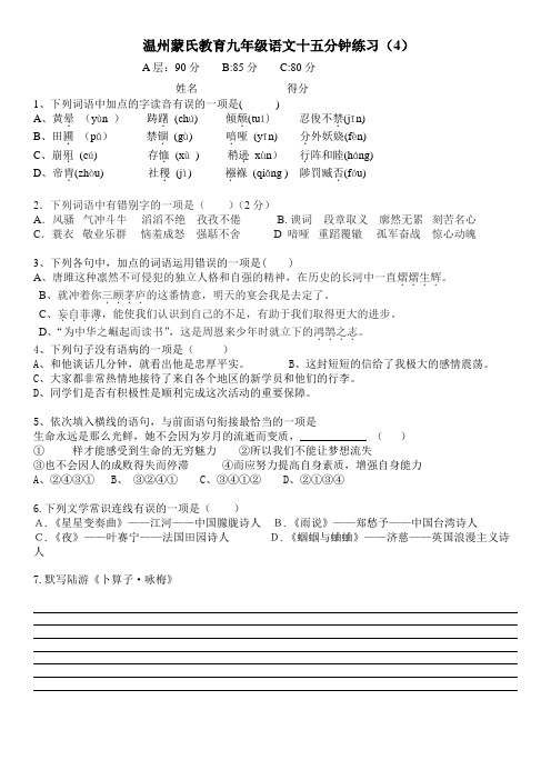 九年级语文练习(4)