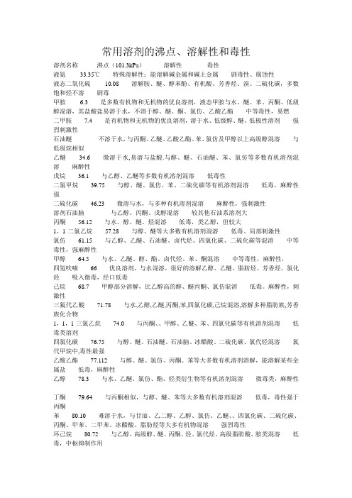 常用有机溶剂沸点