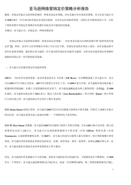 亚马逊网络营销定价策略分析报告