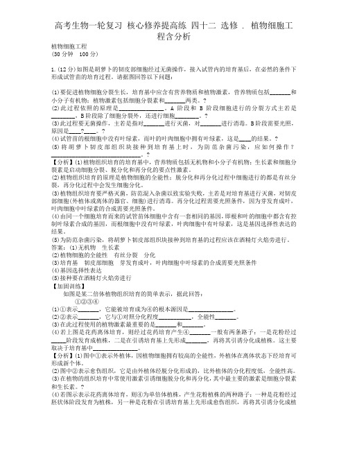 高考生物一轮复习 核心素养提升练 四十二 选修 . 植物细胞工程含解析