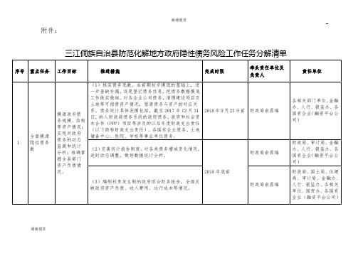 三江侗族自治县防范化解地方政府隐性债务风险工作任务分解清单.doc