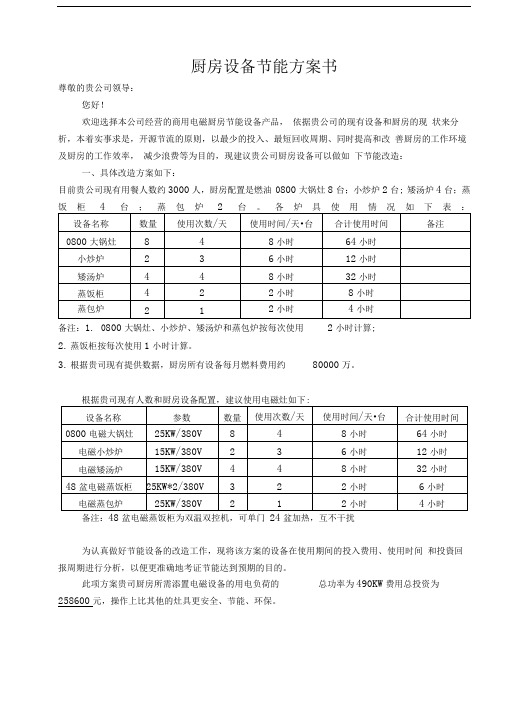 厨房节能方案评估