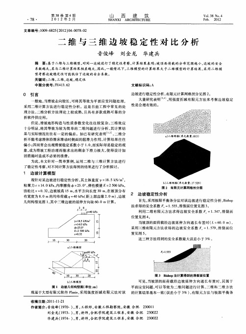 二维与三维边坡稳定性对比分析