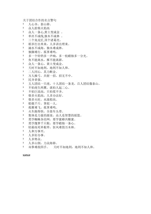 关于团结合作的名言警句