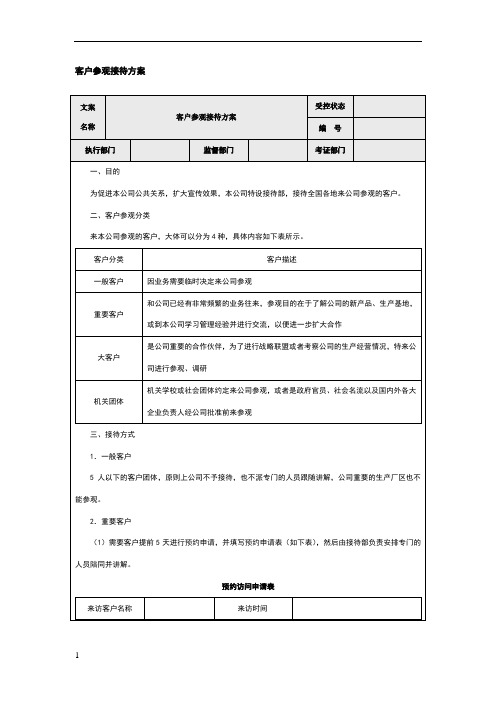 客户参观接待方案