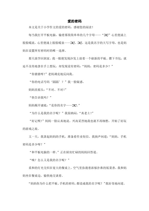 爱的密码_小学作文