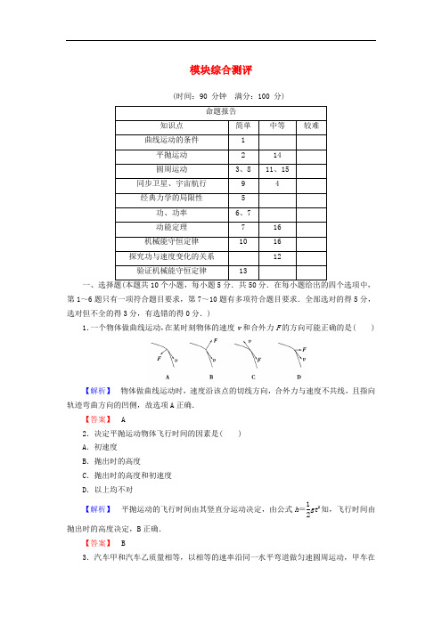 高中物理 模块综合测评 新人教版必修2