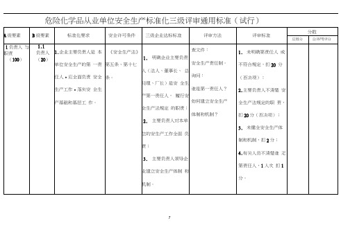(安全生产)危险化学品从业单位安全生产标准化三级评审通用标准A类