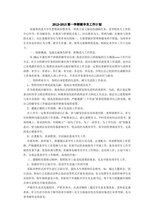 2012-2013辅导员工作计划
