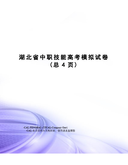 湖北省中职技能高考模拟试卷