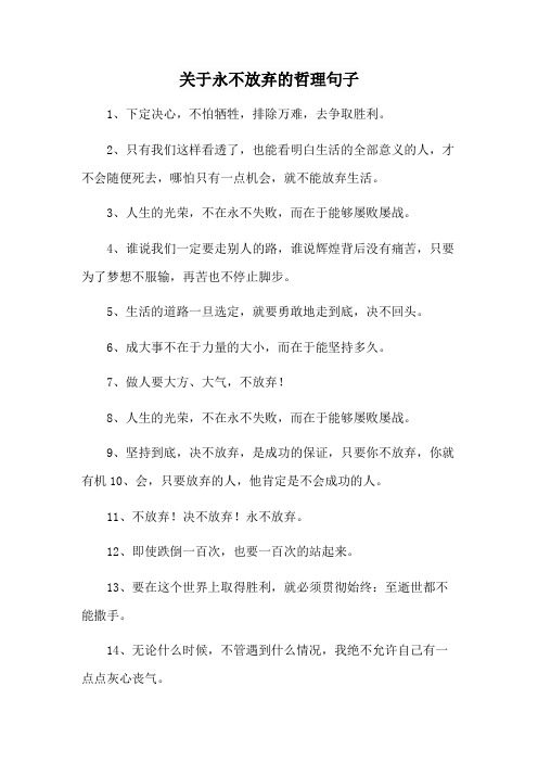 关于永不放弃的哲理句子