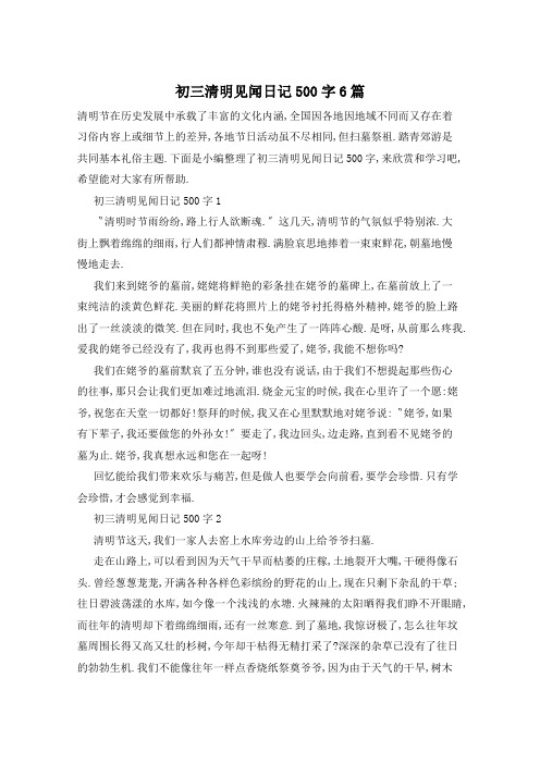 初三清明见闻日记500字6篇