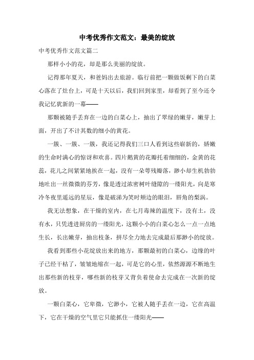 中考优秀作文范文：最美的绽放.doc