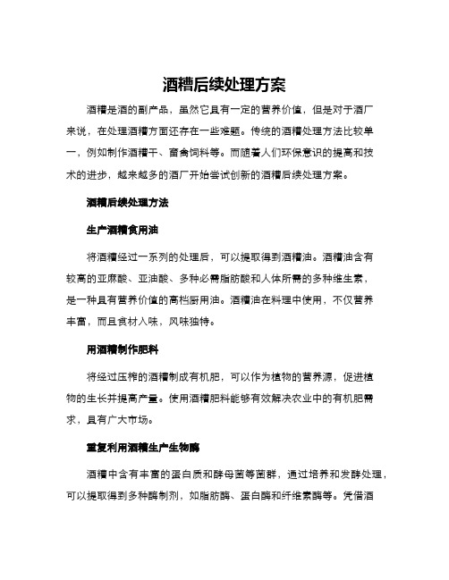 酒糟后续处理方案