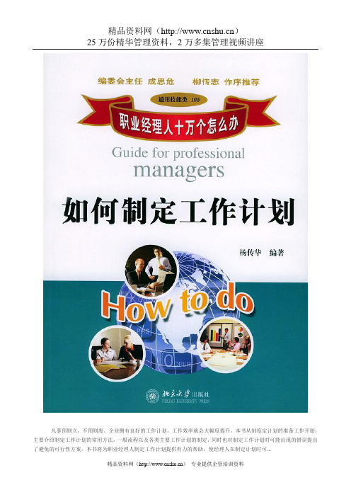 职业经理人如何制定工作计划(DOC109页)