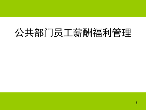 第八章：公共部门员工薪酬福利管理