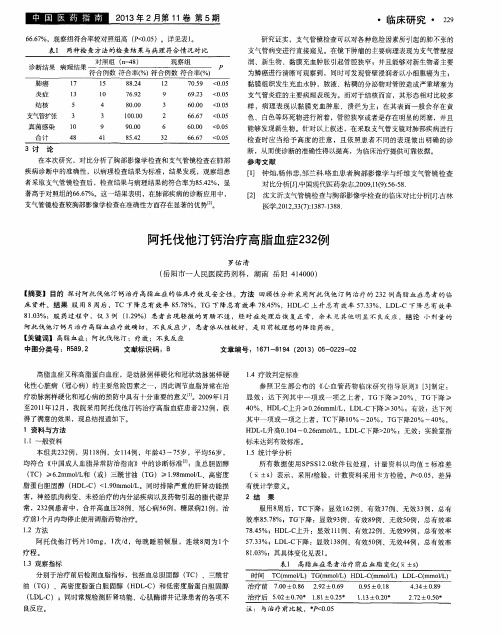 阿托伐他汀钙治疗高脂血症232例